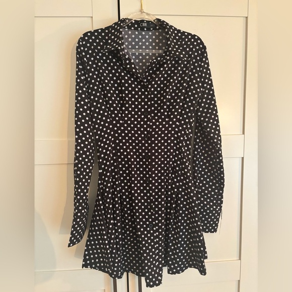 CBR Polka Dot Dress Long Sleeve Silky Cotton Blend Size Small - Picture 2 of 7